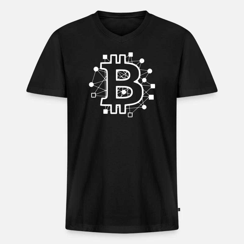 Bitcoin Platine Circuit Tech Krypto - Männer Premium Bio T-Shirt mit V-Ausschnitt - Schwarz