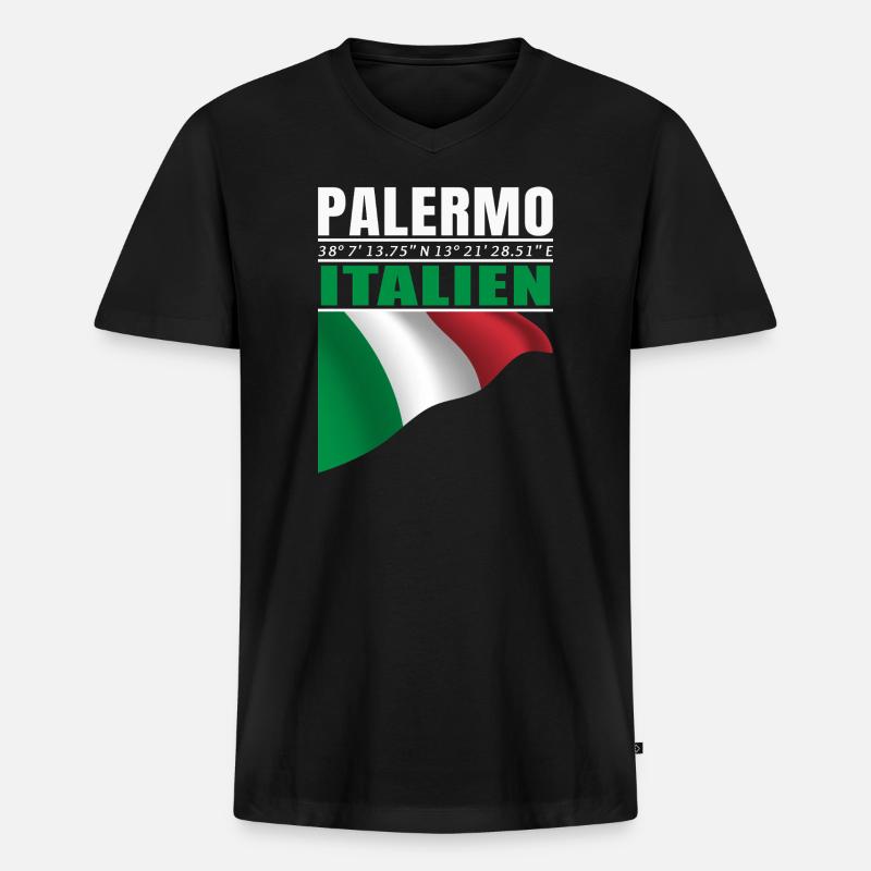 Palermo - Männer Premium Bio T-Shirt mit V-Ausschnitt - Schwarz