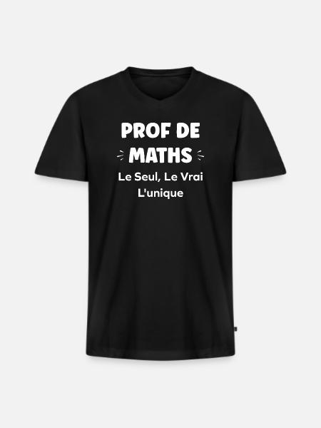 Prof Maths Unique Vrai - T-shirt encolure en V Premium bio Homme - noir