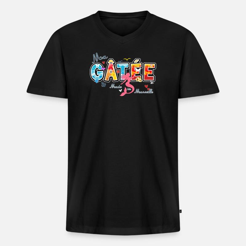Ma Gatée, Expression marseillaise, valentines gift - Männer Premium Bio T-Shirt mit V-Ausschnitt - Schwarz