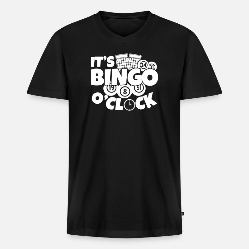 Bingo Player It´s Bingo O´Clock Bingo - Männer Premium Bio T-Shirt mit V-Ausschnitt - Schwarz