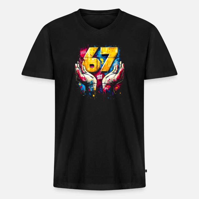 6 7 Graffiti Meme - Männer Premium Bio T-Shirt mit V-Ausschnitt - Schwarz
