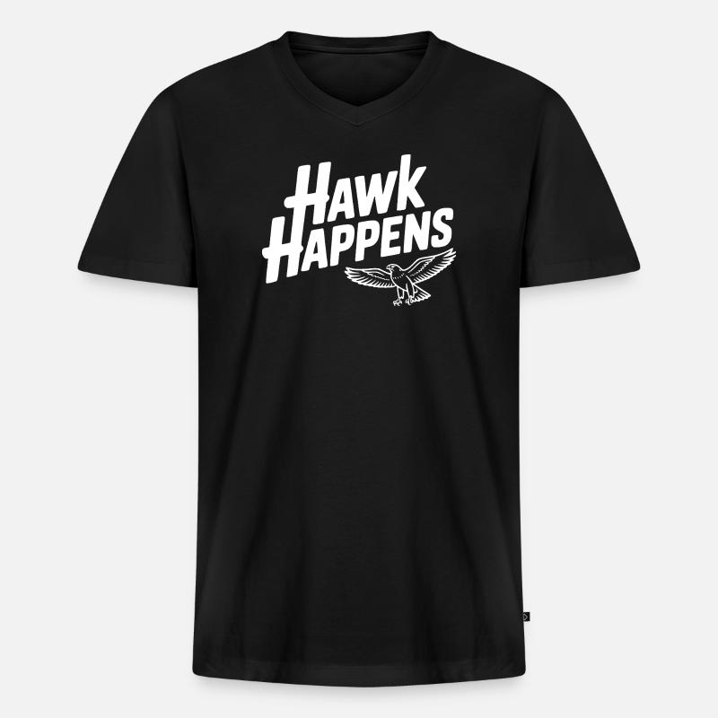 Hawk Happens - Männer Premium Bio T-Shirt mit V-Ausschnitt - Schwarz