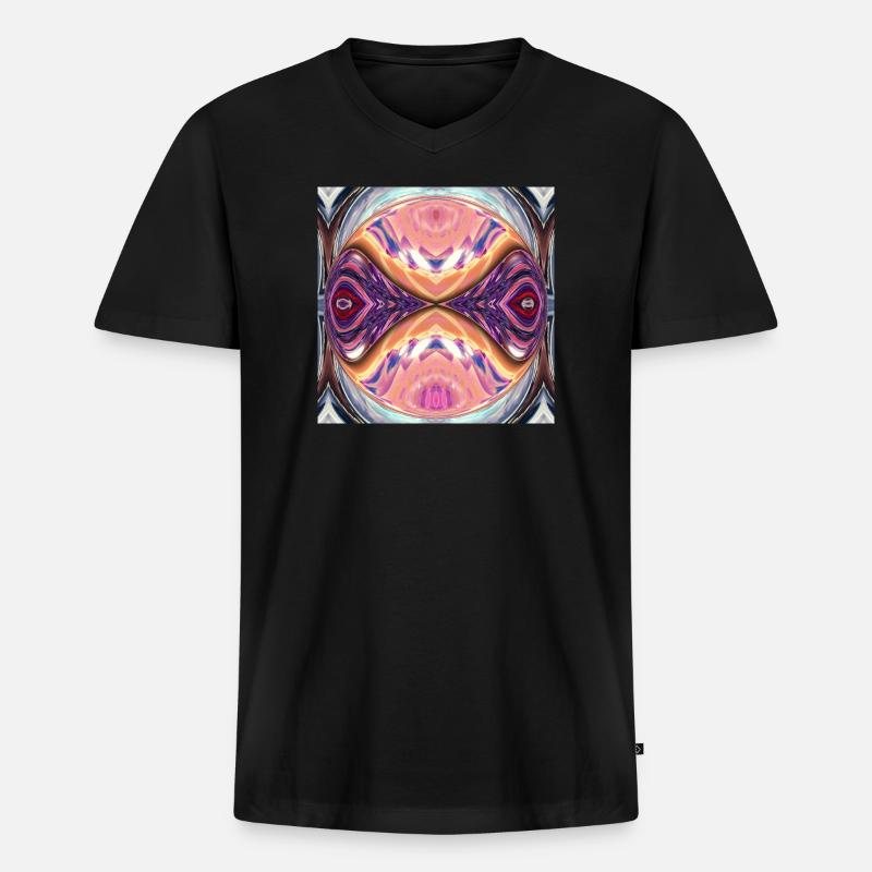 Kaleidoskop Orb Farbexplosion - Männer Premium Bio T-Shirt mit V-Ausschnitt - Schwarz