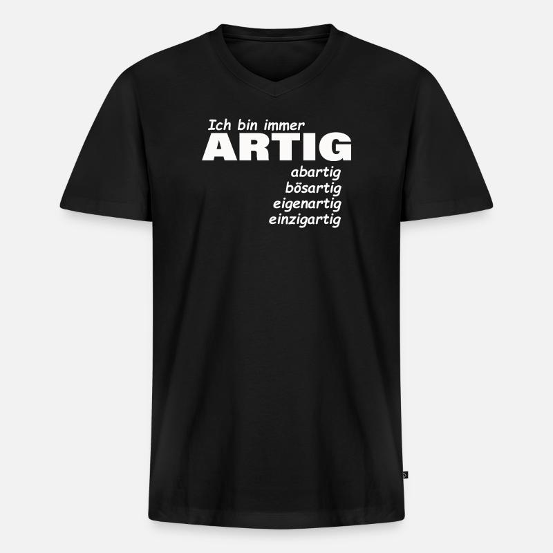 ARTIG - Männer Premium Bio T-Shirt mit V-Ausschnitt - Schwarz