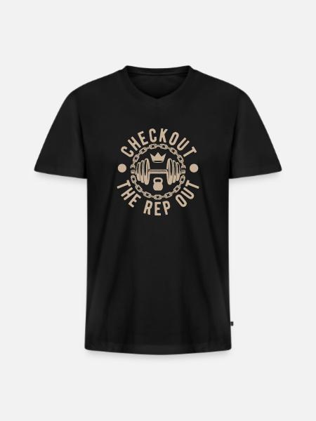 Fitness Motivation Bodybuilder Checkout The Rap - Men's Premium Organic T-shirt with V-neck - black