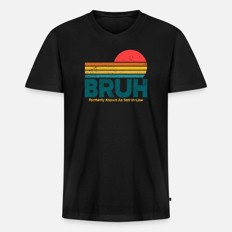 Bruh Sunset Retro-Meme-Design - Männer Premium Bio T-Shirt mit V-Ausschnitt - Schwarz