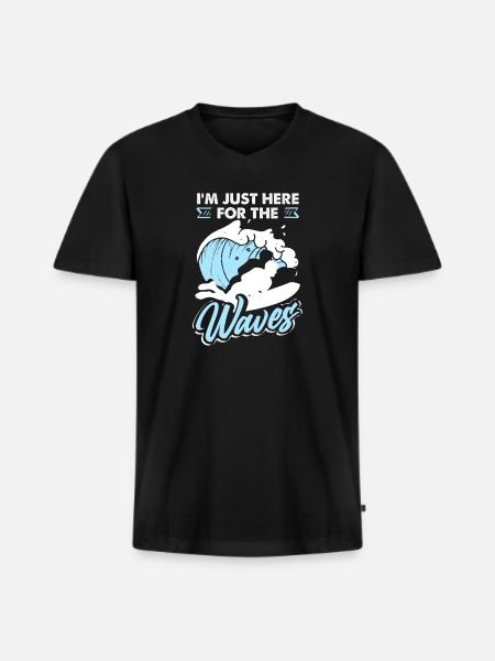 Surfing Surfboarder Bodyboarder - Men's Premium Organic T-shirt with V-neck - black
