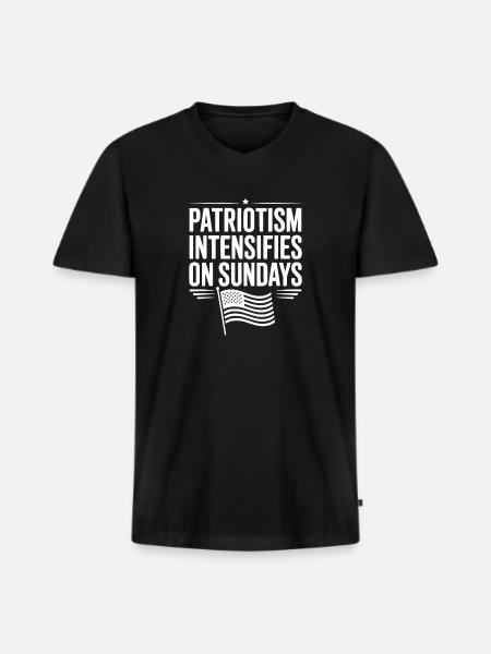 Patriotism Intensifies on Sundays - Men's Premium Organic T-shirt with V-neck - black