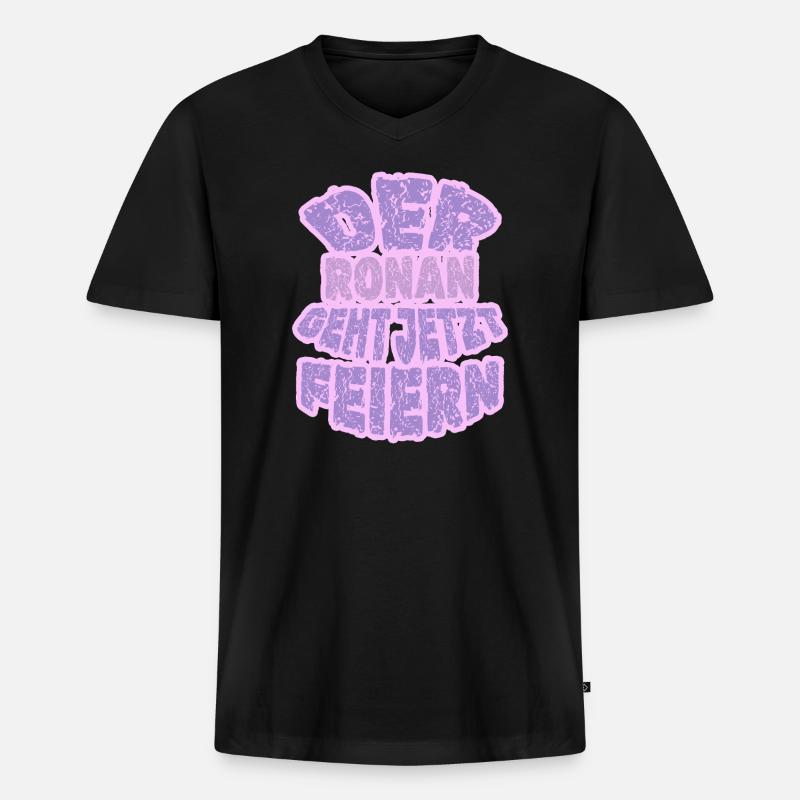 Ronan Ronan - Männer Premium Bio T-Shirt mit V-Ausschnitt - Schwarz