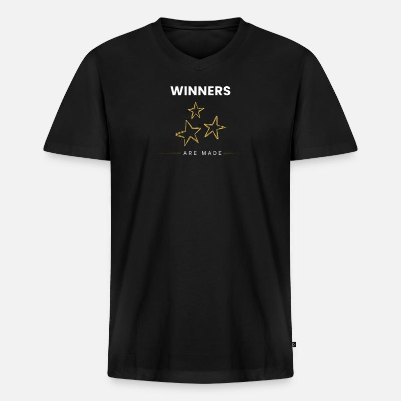 Gewinner werden minimal motivierendes Zitat - Männer Premium Bio T-Shirt mit V-Ausschnitt - Schwarz