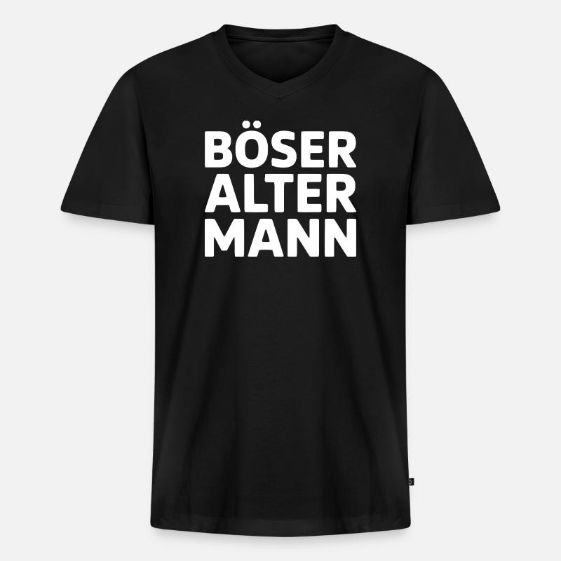 Böser Alter Mann TypoStack - Männer Premium Bio T-Shirt mit V-Ausschnitt - Schwarz