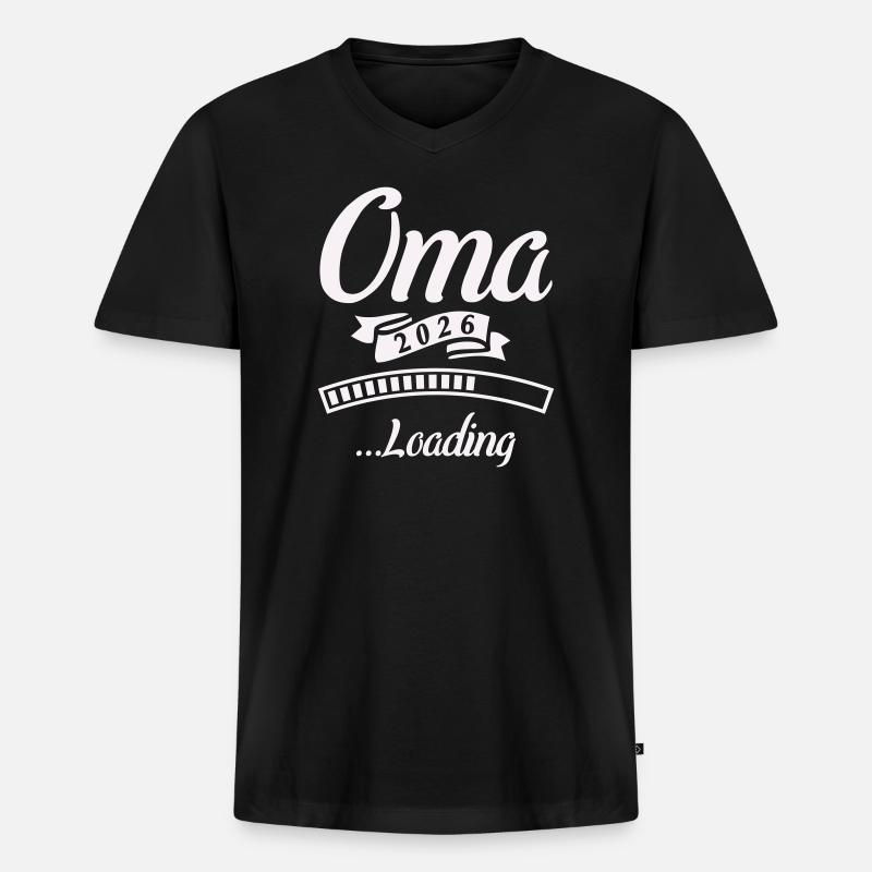 Oma 2026 Loading  - Männer Premium Bio T-Shirt mit V-Ausschnitt - Schwarz