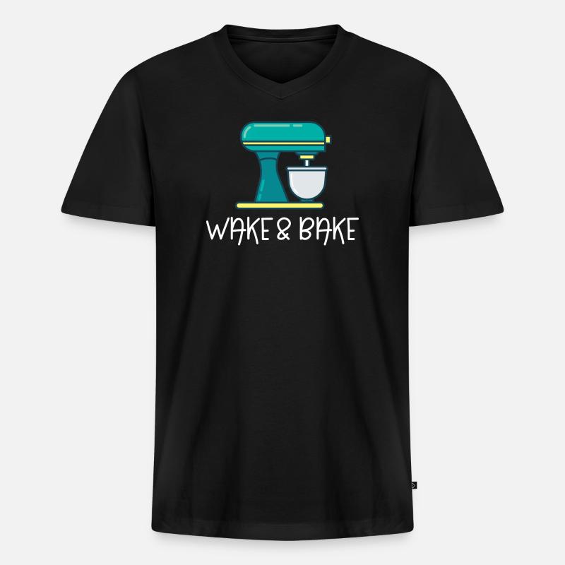 Aufwachen und Backen - Männer Premium Bio T-Shirt mit V-Ausschnitt - Schwarz