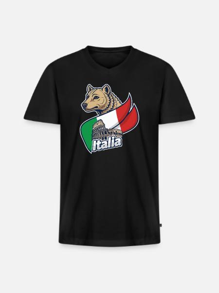 Italian Wolf with Colosseum - Men's Premium Organic T-shirt with V-neck - black