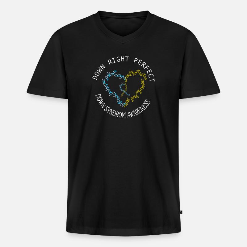 Absolut perfektes Down-Syndrom-Bewusstseins-Herz - Männer Premium Bio T-Shirt mit V-Ausschnitt - Schwarz