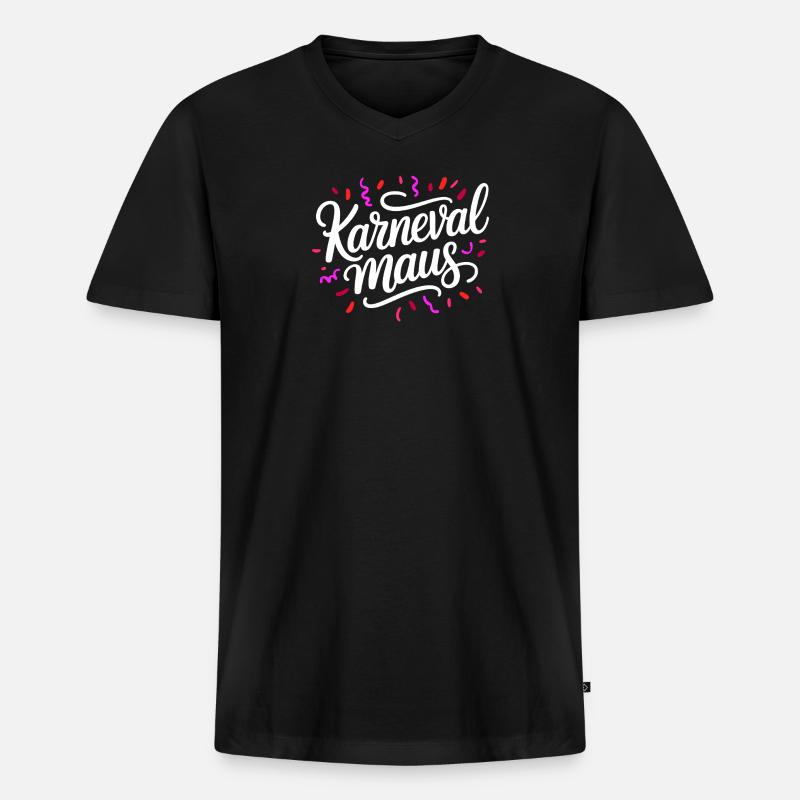 Karnevalmaus - Männer Premium Bio T-Shirt mit V-Ausschnitt - Schwarz