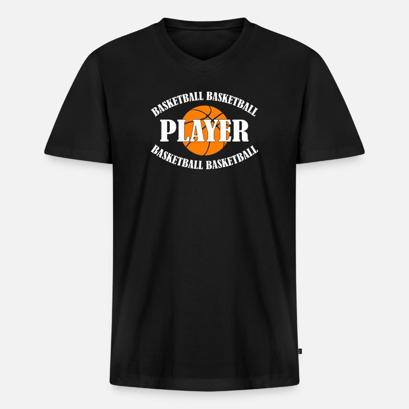 BASKETBALL - PLAYER - Männer Premium Bio T-Shirt mit V-Ausschnitt - Schwarz