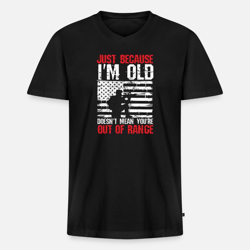 Old But Not Out Of Range - Männer Premium Bio T-Shirt mit V-Ausschnitt - Schwarz