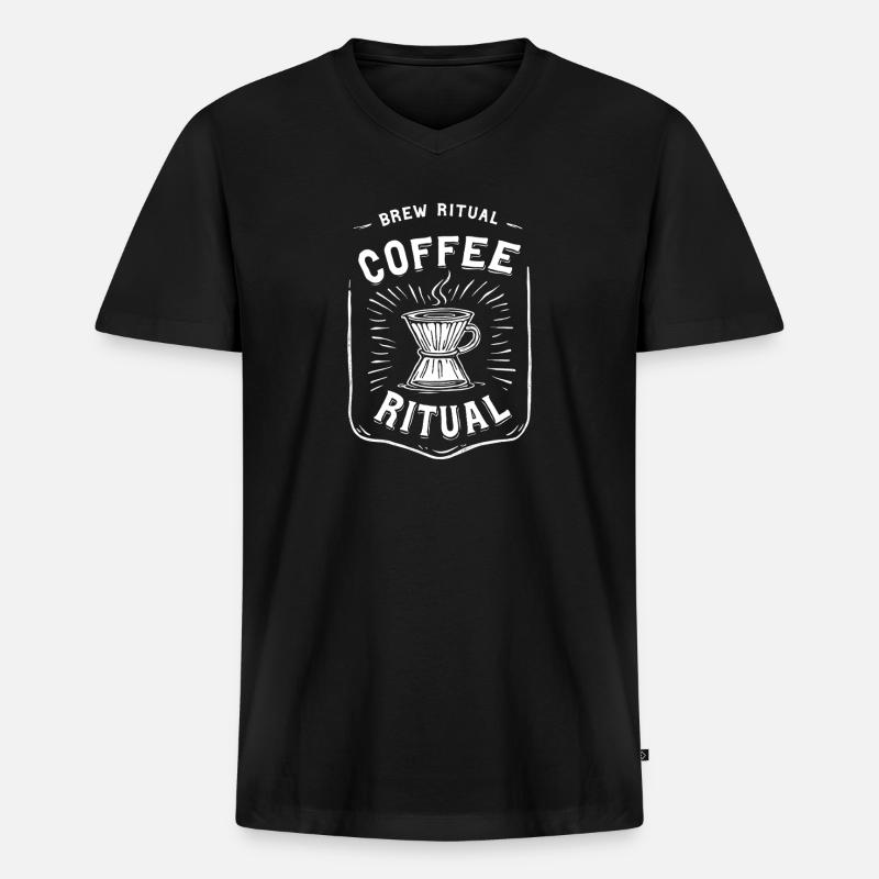 Coffee Brew Ritual Pour Over Kaffee - Männer Premium Bio T-Shirt mit V-Ausschnitt - Schwarz