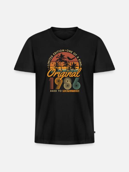 1986 Vintage Born 40-års fødselsdagsgave - Premium økologisk T-shirt med V-hals til mænd - sort