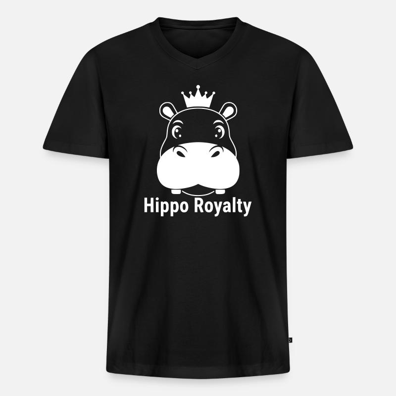 Hippo Royalty Nilpferd König Spruch - Männer Premium Bio T-Shirt mit V-Ausschnitt - Schwarz