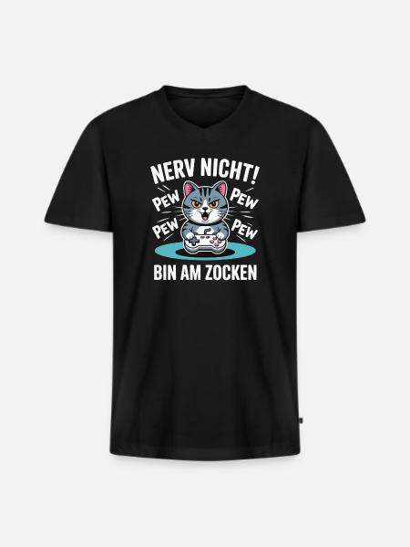 Courage Not I Gaming Cat Design - T-shirt encolure en V Premium bio Homme - noir