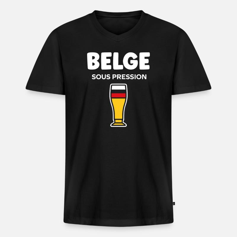 Belgisches Druckglasbier - Männer Premium Bio T-Shirt mit V-Ausschnitt - Schwarz