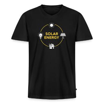 Solarenergie Kreislogo - Männer Premium Bio T-Shirt mit V-Ausschnitt - Schwarz - Vorne - Nico (187cm)