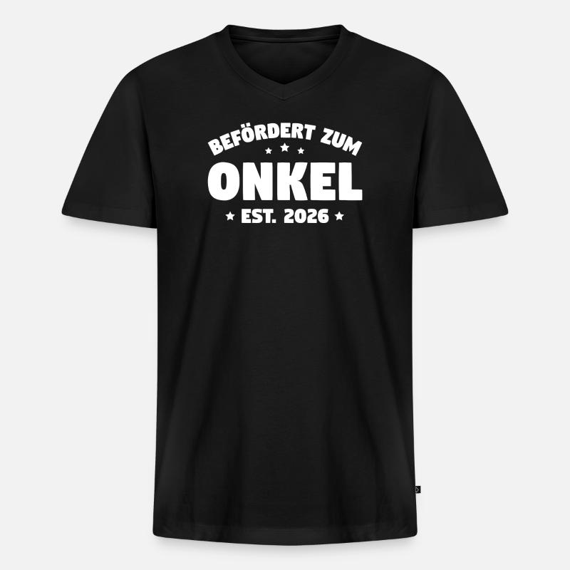 Befördert zum Onkel 2026 – Geschenkidee Onkel - Männer Premium Bio T-Shirt mit V-Ausschnitt - Schwarz