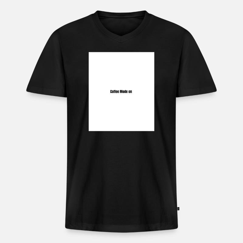 Kaffee Modus An - Männer Premium Bio T-Shirt mit V-Ausschnitt - Schwarz