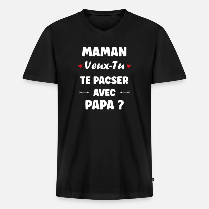 Mama PACT dich mit Papa - Männer Premium Bio T-Shirt mit V-Ausschnitt - Schwarz