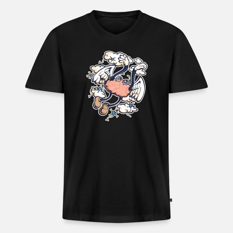 Ekstatisches Gehirn - Männer Premium Bio T-Shirt mit V-Ausschnitt - Schwarz