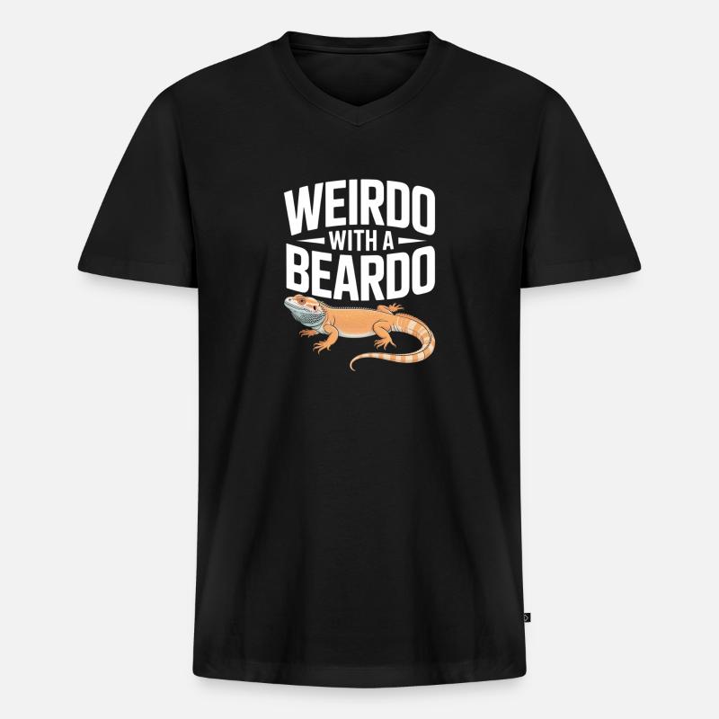 Weirdo mit Bartkind - Männer Premium Bio T-Shirt mit V-Ausschnitt - Schwarz