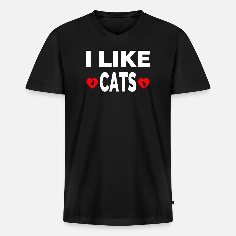 Katzen - Männer Premium Bio T-Shirt mit V-Ausschnitt - Schwarz