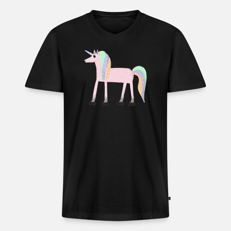 Unicorn_rollerSKate - Männer Premium Bio T-Shirt mit V-Ausschnitt - Schwarz