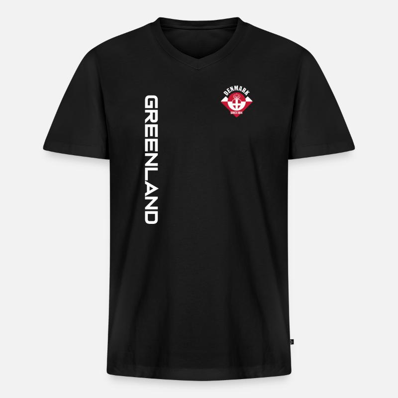GRÖNLAND DÄNEMARK | SEIT 1814 - Männer Premium Bio T-Shirt mit V-Ausschnitt - Schwarz