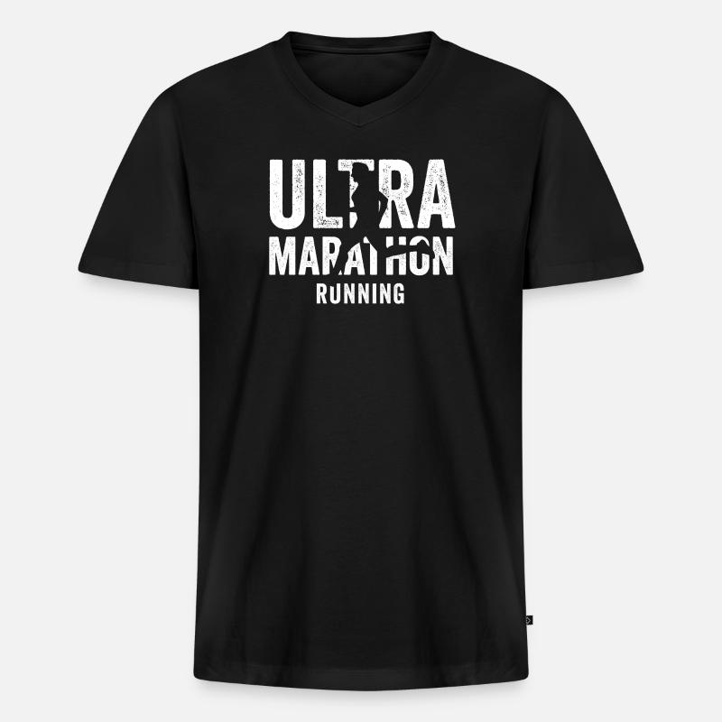 Ultra-Marathon-Lauf - Männer Premium Bio T-Shirt mit V-Ausschnitt - Schwarz