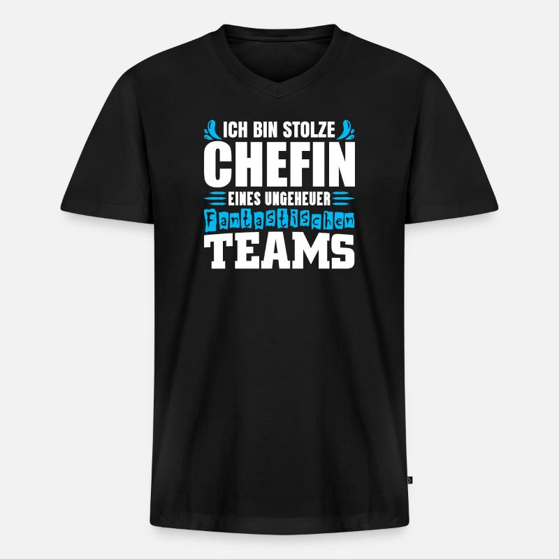 Stolze Chefin Chef Frau Abteilungsleiter Teamchef - Männer Premium Bio T-Shirt mit V-Ausschnitt - Schwarz