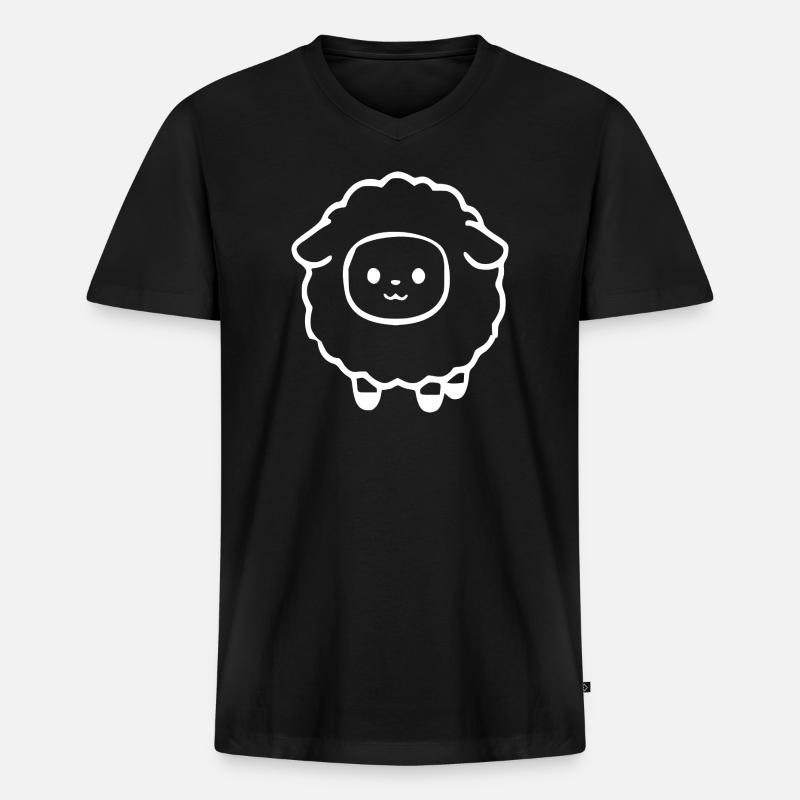 Schaf Schäfchen Lamm - Männer Premium Bio T-Shirt mit V-Ausschnitt - Schwarz