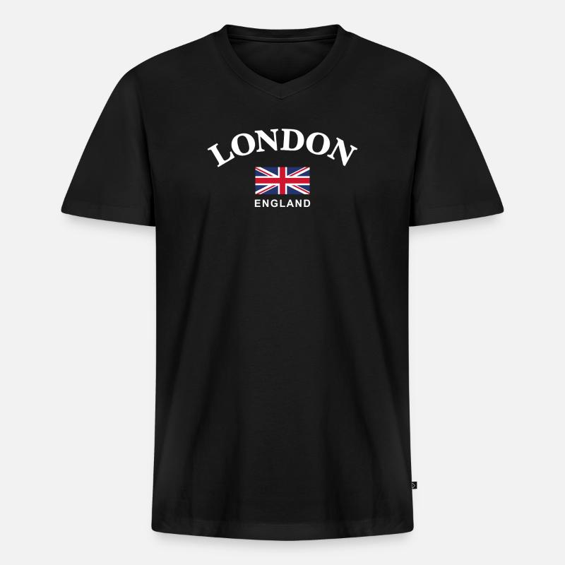 London, England - Männer Premium Bio T-Shirt mit V-Ausschnitt - Schwarz