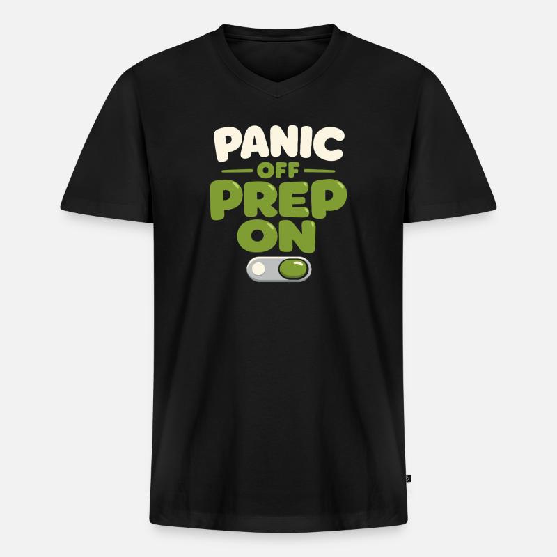 Ruhe Schlägt Panikbereitschaft, Lebensstil, - Männer Premium Bio T-Shirt mit V-Ausschnitt - Schwarz