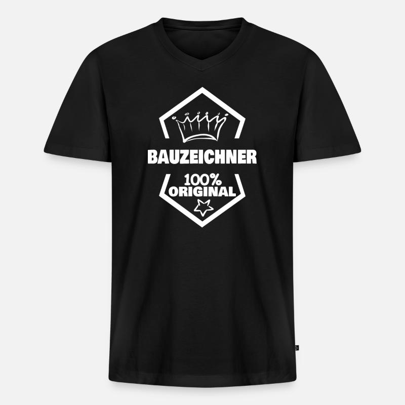 Bauzeichner - Männer Premium Bio T-Shirt mit V-Ausschnitt - Schwarz