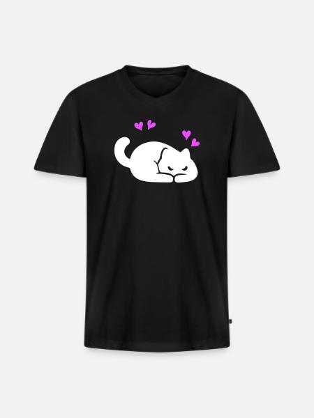 Cat Love - Men's Premium Organic T-shirt with V-neck - black