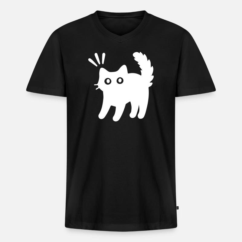 Kater Katze - Männer Premium Bio T-Shirt mit V-Ausschnitt - Schwarz