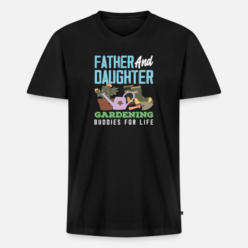 Vater-tochter-gartenarbeit Garten - Männer Premium Bio T-Shirt mit V-Ausschnitt - Schwarz