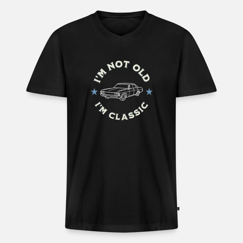 I’m Not Old I’m Classic Oldtimerliebe - Männer Premium Bio T-Shirt mit V-Ausschnitt - Schwarz