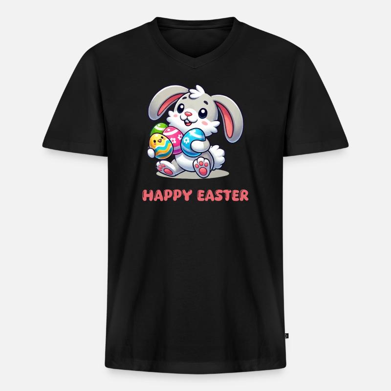 Bunny Easter Bunny Comic - Men's Premium Organic T-shirt with V-neck - black