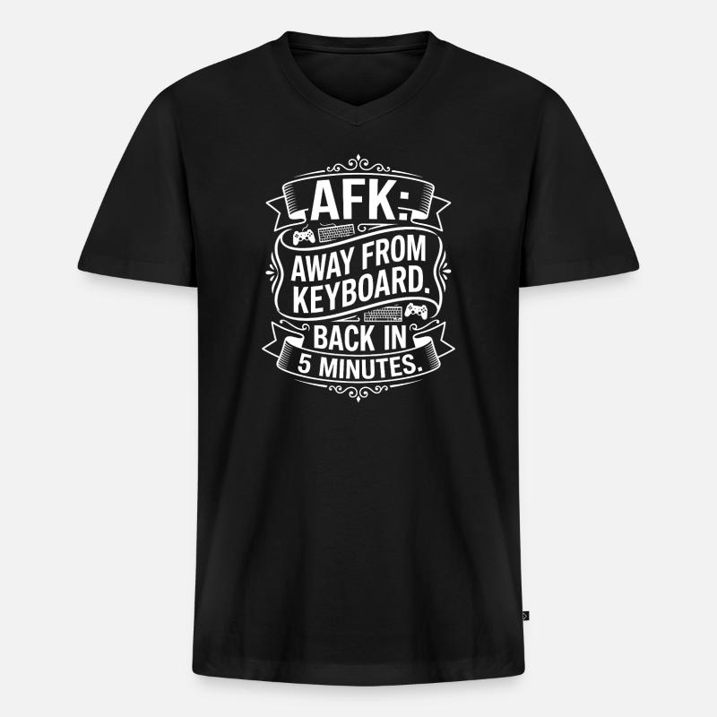 AFK – Back in 5 Minutes - Männer Premium Bio T-Shirt mit V-Ausschnitt - Schwarz