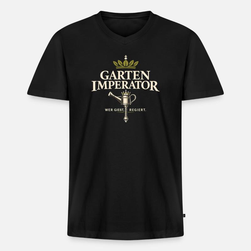 Garten Imperator – Wer gießt, regiert - Männer Premium Bio T-Shirt mit V-Ausschnitt - Schwarz